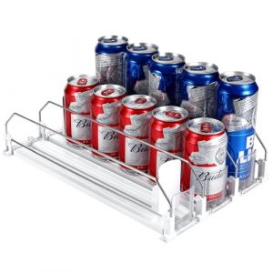 Rangement Frigo Organisateur Frigo Glissi&egrave;Re Ajustable 3 Rang&eacute;Es Distributeur Canette Frigo Automatique Rangement Canette Frigo Distributeur Boisson Range Bouteille Frigo Pour 15 Canettes (31&times;25cm) (Nuoyala, neuf)