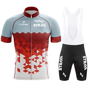 Vêtements Cyclisme Pro Homme Tenue Cycliste Manche Courte, Été Jerseys VTT et Cuissard à Bretelle avec 3D Coussin Gel, Cycling Route Respirant Séchage Rapide (5,M) (FFFF & OLFEH, neuf)