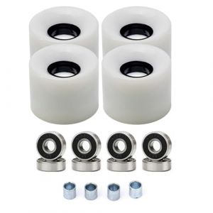 Lot de 4 roues de longboard 60 x 45 mm 78A avec roulements ABEC9 pour mise à niveau et réglages de skateboard (blanc) (youwort, neuf)