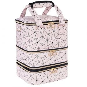 Rangement Onglerie,Rangement Vernis A Ongle Trousse de rangement amovible en cuir PU grande capacit&eacute; for vernis &agrave; ongles, pouvant contenir 60 bouteilles d'huiles essentielles, trousse maquillage(D) (Wenxidejia, neuf)