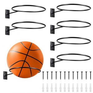 6 Pi&egrave;ces Support Mural Pour Ballon, Support De Balle En M&eacute;tal Noir Support Mural Avec 12 Vis, Porte Ballon Basket, Porte Ballon Mural, Support Ballon Pour Rugby, Football, Volleyball, Basketball (WAZZM, neuf)
