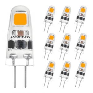 I-SHUNFA Ampoules LED G4 &agrave; Intensit&eacute; Variable Blanc Chaud 3000K, AC/DC 12-24V, 1.2w Remplace Les Ampoules Halog&egrave;nes 12W-15W, 125LM Economie D'&eacute;nergie Mini Ampoules LED, Pas de Scintillement, Lot de 10 (shenghongguang, neuf)