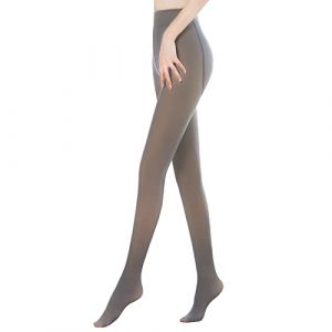 Collant Polaire Femme Effet Transparent Dim, Collant Femme Hiver Ventre Plat, Collant Chaud Femme Hiver Polaire sans Pied, Doublés Faux Bas en Peluche Thermiques Leggings (220g, Collant Gris) (xintuozjiayou, neuf)
