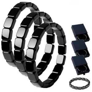 Bracelet En H&eacute;Matite Pour Hommes, Bracelet En Perles Extensibles En Pierre D'H&eacute;Matite Naturelle, R&eacute;Cup&eacute;Rez Votre Confiance Masculine,3PCS (HaoZhiZhi, neuf)