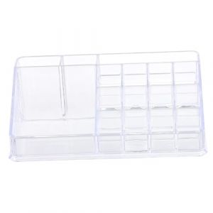 BIUDECO Bo&icirc;te De Rangement Maquillage Transparente 16 Cases En Plastique Polycarbonate, Organisateur Cosm&eacute;tique De Bureau Pour Femmes, Coiffeuse Et Espace Maquillage, Facile &agrave; Nettoyer Et Compact (Cosenlong, neuf)