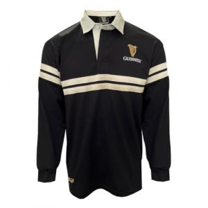 Traditional Craft Chemise de Rugby Homme Irlande Manches Longues Noir Harpe Ruban (CarrollsIrishGifts, neuf)