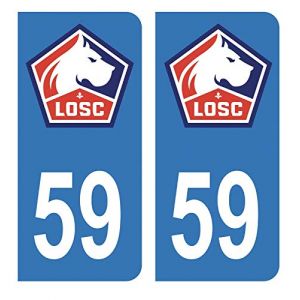 HADEXIA Autocollant Stickers Plaque immatriculation Voiture Auto 59 Club LOSC Lille Olympique Sporting Club Bleu Foot (Digital Sticker, neuf)