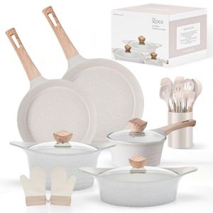 RIOVARM Ensemble de casseroles et poêles à induction en granit antiadhésif avec couvercle Sans PFOA Essentiels de cuisine avec Casserole Groupe Spatule (TAIMEI20, neuf)
