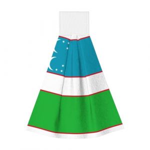 Lingettes absorbantes en velours corail, motif drapeau de la République d'Ouzbékistan, serviettes à suspendre pour cuisine, salle de bain, camping, extérieur et plus encore (gaunjuhaodianpu, neuf)