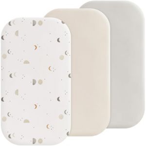 Susurration Lot de 3 Draps Housses Cododo 50 x 90cm Microfibre Respirants &Eacute;lastique B&eacute;b&eacute; pour Poussette lit d'appoint lit de B&eacute;b&eacute; (Lune) (Allkim, neuf)
