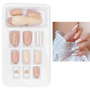 HUONIU Christmas French Tip Press on Nail 24 Pcs Short Winter Snowflake Fake Nail Snowflake Xmas Elk Design Nail Acrylic Nail Full Cover Glue on Nail for Gril DIY Xmas Nail Art (P138) (bebehahashop, neuf)