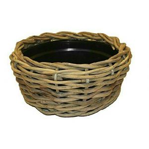 Panier à plantes rond en rotin - Beige - Panier en osier avec insert pour extérieur/extérieur - Panier de jardin en osier - Cache-pot pour jardin (diamètre 44 cm, hauteur 18 cm) (Brick Takeover GmbH, neuf)