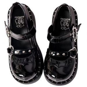 Ulalaza Plate-Forme pour Femmes Mary Janes Chaussures Sweet Toe Cheville Lolita Gothique Plate-Forme Robe Pompes Chaussures Chunky Plate-Forme Chaussures Chaussures habillées en Cuir Verni (ToBe-One, neuf)