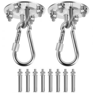 Crochet Plafond Charge Lourde 2 Pièces, Crochet de Plafond Lourds Suspension Acier Inoxydable 400 kg Capacité avec Vis Fixation pour Chaise Suspendue, Balançoire, Serviette Yoga, Sac de Frappe, Hamac (DDD-Office, neuf)
