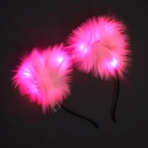Watreketal Serre Tete,Accessoires de cheveux simples et doux pour femmes, bandeau lumineux pour se laver le visage, serre-tête pour oreilles de chat, cerceau de cheveux multicolore lumineux (Xuanlang Trading, neuf)
