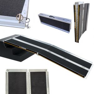 WORHAN Rampe de 2.15m Alu Pliable Valise Aluminium pour Fauteuil Roulant Chargement Scooter Plate-Forme Fonction Antid&eacute;rapante Elev&eacute;e Neuf R7J (Worhan GmbH, neuf)