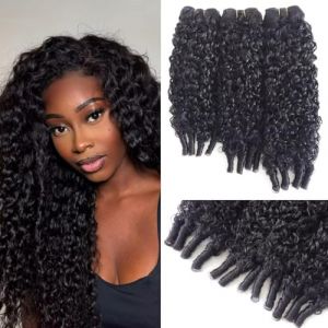 Tissage Cheveux Humain Naturel Burmese Curly 3 Bundles de M&eacute;ches 18 20 22 Pouces Double Weft Curly Human Hair Bundle Extensions Tissage Boucl&eacute;s Naturel Cheveux Humain Couleur Noir Naturel 300g (chanxiu hair, neuf)