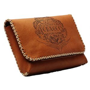 Bleeps Blague &agrave; Tabac En Cuir V&eacute;ritable Tann&eacute; au V&eacute;g&eacute;tal, Fabriqu&eacute; en Italie, Pochette de Tabac Cousu &agrave; la Main, Vintage, Sac &agrave; Tabac de Grande Capacit&eacute; 30 et 40 g Tabacco (ClickVision, neuf)