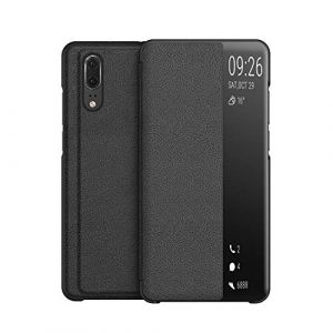 KANSi Coque Compatible pour Huawei P20, Smart View Flip Faux Cuir Coque + Protection Ecran - Noir (KANSI, neuf)