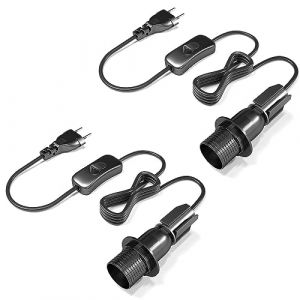 Bonlux Douille Ampoule pour Bouteille,Kit Adaptateur Bouteille pour Douille de Lampe, E14 avec Fil avec Cable et Interrupteur, Support Lampe Chevet, Noir, Lot de 2 (ARTGALORE, neuf)