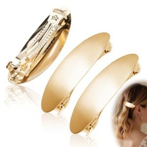 Mbsomnus 3 Pièces Barettes Cheveux Femme 8 cm Barrette Cheveux Doré Barette Cheveux Ovale Pince à Cheveux Femme Métal Barrettes Françaises Automatique pour Femmes Filles Tous Types de Cheveux (CZDZ, neuf)
