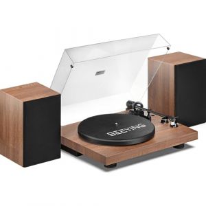 SeeYing Platine Vinyle, Tourne-Disque Vinyle Bluetooth avec Enceintes Stéréo 36 Watts, Système HiFi avec Cartouche Magnétique AT-3600L, Enregistrement USB et Arrêt Auto (ZengtuAM, neuf)