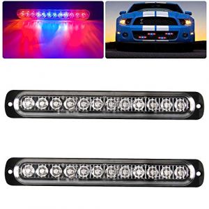 Sidaqi 2 x LED Feux Stroboscopique 12smd 12-24v LED D'urgence Danger Lumière led Stroboscope pour construction camion voiture véhicule 12W-Rouge&Bleu&Rouge (Caiwanbing, neuf)
