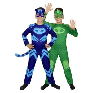 Funidelia | D&eacute;guisement Yoyo et Gluglu r&eacute;versible - Pyjamasques pour gar&ccedil;on Yoyo, Bibou, Gluglu - D&eacute;guisement pour Enfant et accessoires pour Halloween, carnaval et f&ecirc;tes - Taille 7-9 ans - Bleu (Funidelia FR-BE-LU, neuf)