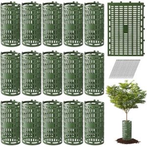 Lawei Lot de 16 protections de tronc d'arbre avec attaches zippées, protection de jardin pour écorce endommagée, protection extensible contre les débroussailleuses, tondeuses et brûlures du soleil (LaweiEu, neuf)