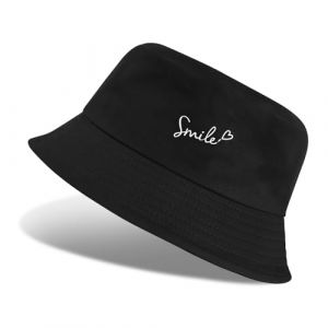 Tuopuda Bob Homme Chapeaux de Seau Femme en Coton Chapeau de Soleil Été Casquettes Pêcheur Pliable Réversible Visières Chapeau de Plage Outdoor Randonnée Camping, Noir-04 (GHF-Direct, neuf)