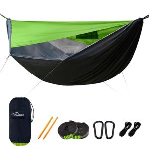 Travel Bird Hamac de Camping avec Moustiquaire et Pare-Soleil, Hamac Exterieur avec Sangles d'arbre en Corde de Fa&icirc;tage, Hamacs Ultral&eacute;ger Portables pour Camping, Randonn&eacute;e, Jardin, Voyagesour (Travel Bird-, neuf)