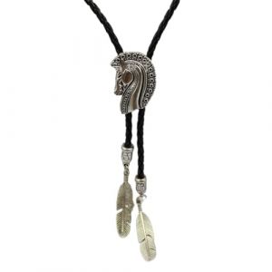 DINSOAVR Cravates, faux cols, cravate élégante avec pendentif tête de cheval Cravate de cheval Cravate Western Collier Cravate Western Costume (guangzhoujucikejiyouxiangongsi, neuf)