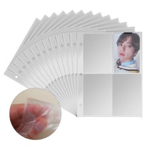 50 Pi&egrave;ces Pochettes de Cartes &agrave; Collectionner A5 Transparent, 400 Pochettes Pages Photos Double-Face &agrave; 4 Poches, Imperm&eacute;able Cartes Photos Classeur &agrave; 3 Anneaux pour Album Document (WeiYiTong, neuf)