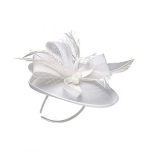 EPIGEIST 1 Pi&egrave;ce Bandeau Fleur Plume Mignon Groupe Coiffure Accessoires De Cheveux Ouah Bandeau Des Ann&eacute;es 1920 Bande De Cheveux Mariage Fleur De r Femelle Imitation Lin Blanche (Laimmde, neuf)