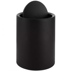 AKOLAFE Poubelle de salle de bain, noire, 8 l, en plastique, sans BPA, avec couvercle basculant, pour salle de bain, bureau (26 x 22 x 16,5 cm) (LU YUANWEI, neuf)