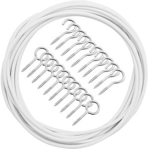 Thread de Curtain 4M Blanc C&acirc;ble de Curtain C&acirc;ble &agrave; Curtain de Plastique avec 10 Paires Crochets et Yeux Thread de Curtain Corde Blanc Thread de Curtain Corde Suspendue Kit pour Curtain (hongboyifu, neuf)