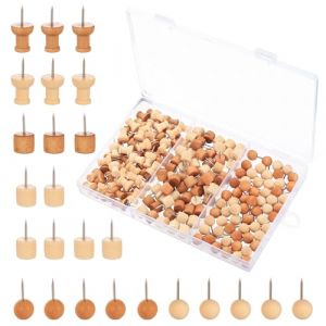 180 Pcs Punaise Tableau Liege Mural, Punaises Tableau Li&egrave;ge, Punaises en Bois pour Panneau Mural Bois, Tableaux d'affichage en Li&egrave;ge, Photos de Carte du Monde, Bureau, &eacute;cole, Maison (6 Styles) (jiuxlaan, neuf)