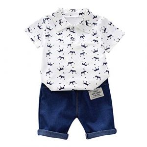 Allbestop Costume Bebe Garcon Baby Set Mixte B&eacute;b&eacute;,Kit Toilette Bebe Naissance V&ecirc;tements Enfants Gar&ccedil;ons Salopette Bebe Gar&ccedil;on Petit Bateau Bebe Deguisement Enfant 18 Mois(Blanc,6-12 Mois) (WULOFA, neuf)