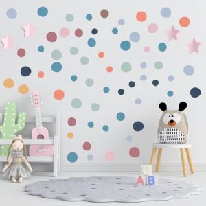 AINIUNIU Stickers Pois Autocollant Muraux, Stickers Muraux à Pois Colorés pour Chambre d'enfant,Muraux Pois Bohèmes Sticker, pour Chambre de Bébé et Enfant Sticker Mural Décoratif Fille et Garçon (WSZSJ, neuf)