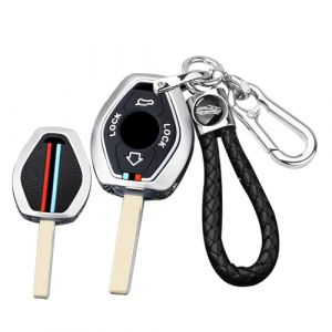 ontto Coque de clé de voiture pour BMW Série 7 X3 X5 E53 Z3 Z4 Série 3 Série 5 E38 E39 E46 E83 E60 E61 E64 E84 M5 325i Coque de protection en métal Accessoire clé d'origine Étui de clé 4 boutons A (Ontto, neuf)