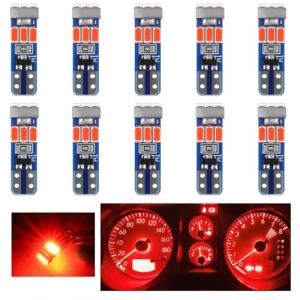 SUCANY T5 LED W3W Ampoules,Ampoule &agrave; LED 2721 27 37 286 PC74,12V 300LM 0.6W 9SMD 3014 Chips,Convient Aux Indicateurs Du Tableau De Bord Et Du Groupe D'Instruments De L'Automobile (Rouge - 10 Pi&egrave;ces) (SUCANY Europe, neuf)