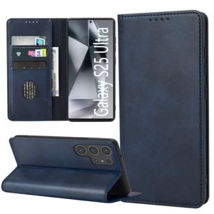 ZYIMOU Coque pour Samsung Galaxy S25 Ultra 5G, Housse en Cuir PU Flip Pochette Portefeuille &Eacute;tui avec Emplacement Carte Magn&eacute;tique Antichoc, Bleu (Casecool, neuf)