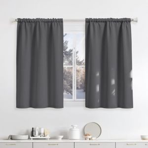 Runy&eacute;la Rideau Occultant Thermiques Isolant 90x120(LxH) Lot de 2 avec Galon Fronceur Anti Froid et Chaleur, Rideaux Opaque Anti UV D&eacute;coration Int&eacute;rieure Chambre Salon Gris Fonc&eacute; (Runi-EU, neuf)