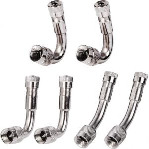 RUNCCI-YUN 6 Pièces Pneu Valve Rallonge Va, Pneu Valve de Adaptateur, Air Pneu Valve Extension, Pneu Prolongateur Coude de Valve, pour Voiture Moto Vélo Camion, 3 Sortes (Argent) (RUNCCI-YUN, neuf)