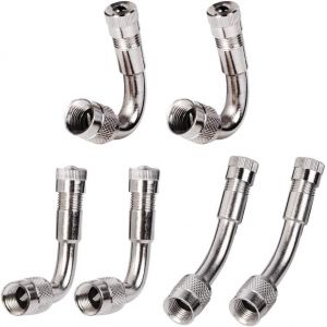 RUNCCI-YUN 6 Pièces Pneu Valve Rallonge Va, Pneu Valve de Adaptateur, Air Pneu Valve extension, Pneu Prolongateur Coude de valve, pour Voiture Moto Vélo Camion, 3 Sortes (Argent) (RUNCCI-YUN, neuf)