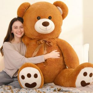 MorisMos XXL Ours en Peluche Geant 150cm, Marron Foncé Nounours Géant 1.5m Kawaii Peluche Géante Grosse Ours Jouet Grand Teddy Bear Cadeau pour Enfant Anniversaire Saint Valentin Decoration (FUIYWIKE, neuf)