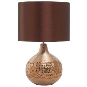 Beliani Lampe à Poser E27 Max 60W Base Porcelaine Motifs Marron Abat-Jour en Viscose Yakima (Beliani France, neuf)