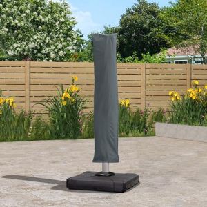 PURPLE LEAF Housse de Parasol D&eacute;port&eacute; Anti-UV avec Tige, Zipp&eacute;, Housse de Protection pour Parasol de Jardin, Couverture pour Parasol Ext&eacute;rieur 221 x 61 cm , Gris (PurpleLeafGarden, neuf)