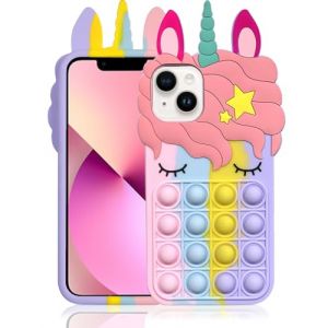 Aspack Pop Bubbles Coque pour iPhone 14 Plus, Mignon Joli Dessin Anim&eacute; Licorne Arc-en-Ciel Pop Antichoc Silicone Souple Coque de T&eacute;l&eacute;phone pour Apple iPhone 14 Plus 6,7 Pouces (Aipark, neuf)