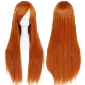 Colorful panda orange longue droite Cosplay perruque avec frange perruque de cheveux synth&eacute;tiques naturels pour femmes ou filles pour Halloween Costume Party ou usage quotidien (VivoCity, neuf)